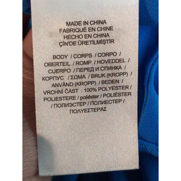 Ralph Lauren black label pleated Georgette XL blue lightweight flowy blouse - Picture 5 of 7